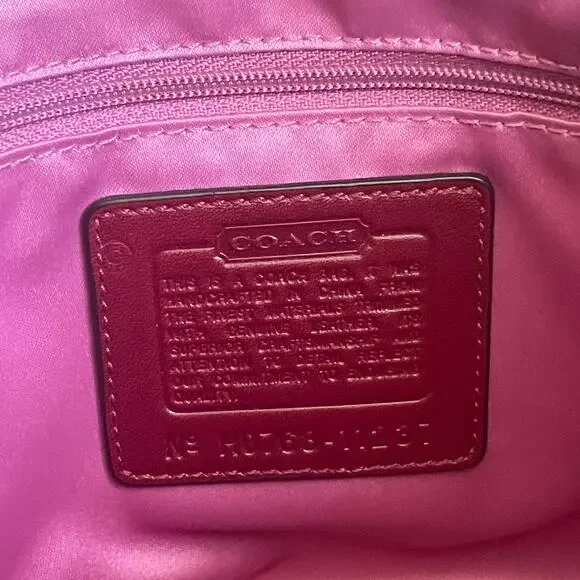 Vtg Coach Signature Tote 11353 4 Pc Set | Red Leather Trim Bag, Pink, Mint - Picture 2 of 10